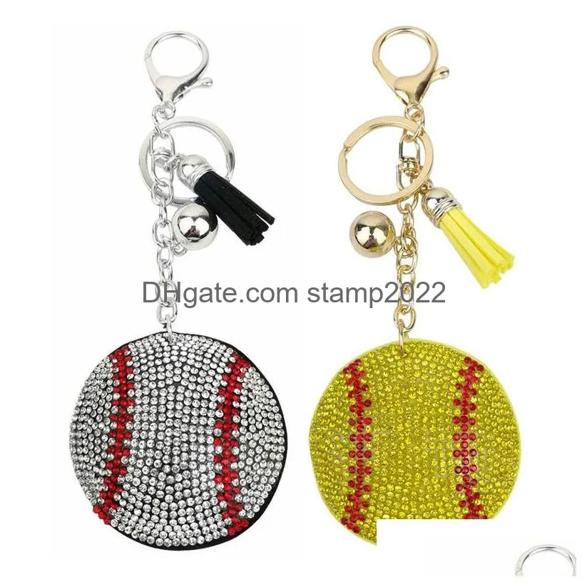 sports baseball keychain party favor diamond keychains luggage decoration key chains