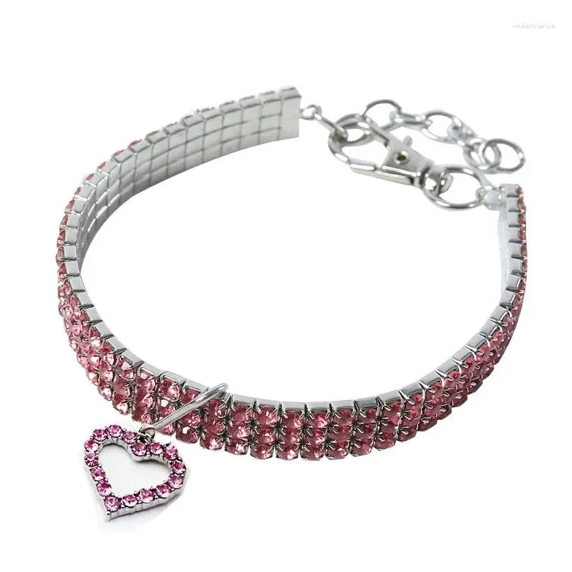 dog collars pet necklace neck ring cat dogs collar strap supply safety buckle heart shiny rhinestone adjustable cute choker