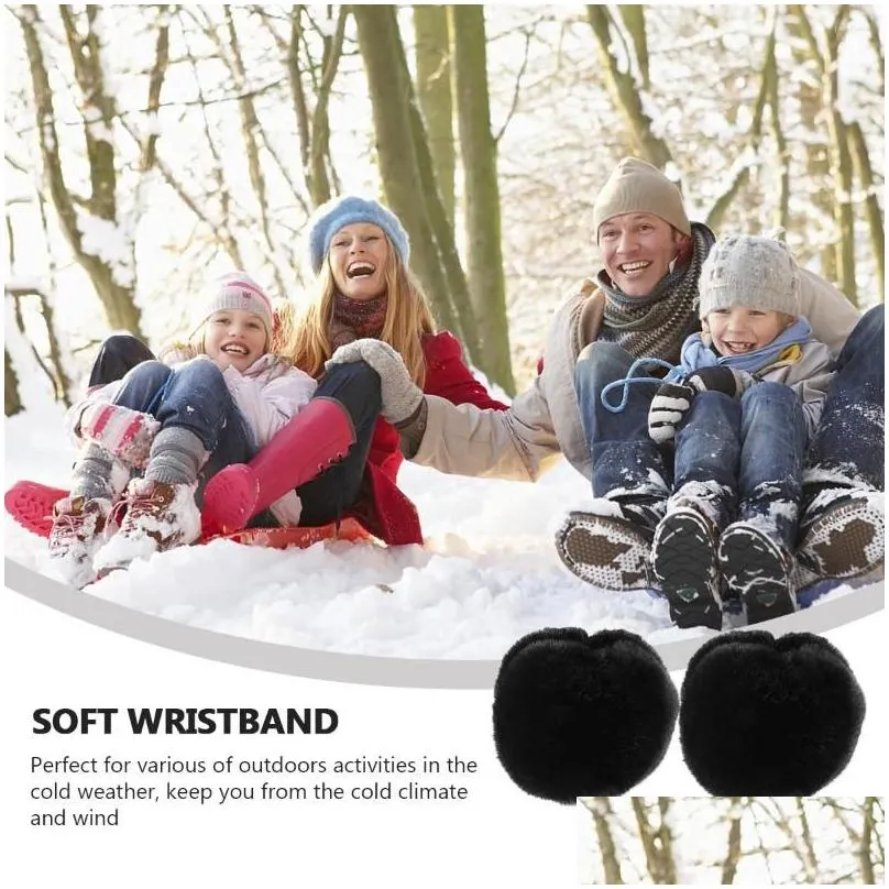 knee pads 1 pair women winter furry wrist warmers fur cuffs elegance wristband glove