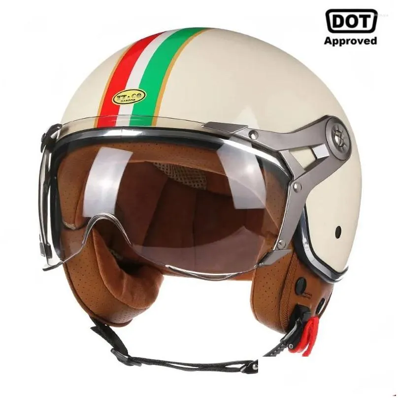 motorcycle helmets dot 3/4 open face retro motorbike with for men women vintage chopper capacete de moto bike cascos scooter ece