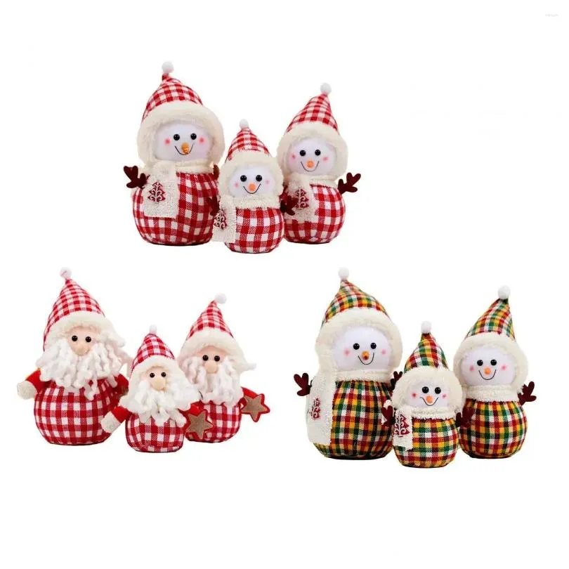 party decoration 3 pieces christmas plush dolls family ornaments adorable 8inch 10inch 11.8inch tall xmas gift for windowsill stylish