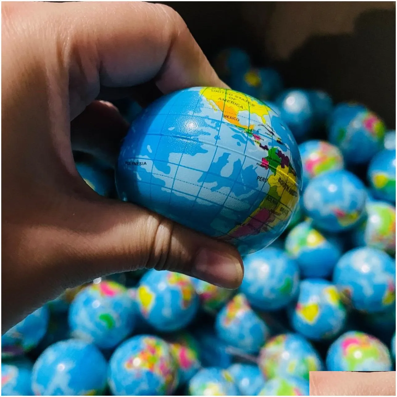 wholesale world map soft foam earth globe hand wrist exercise stress relief squeeze foam ball