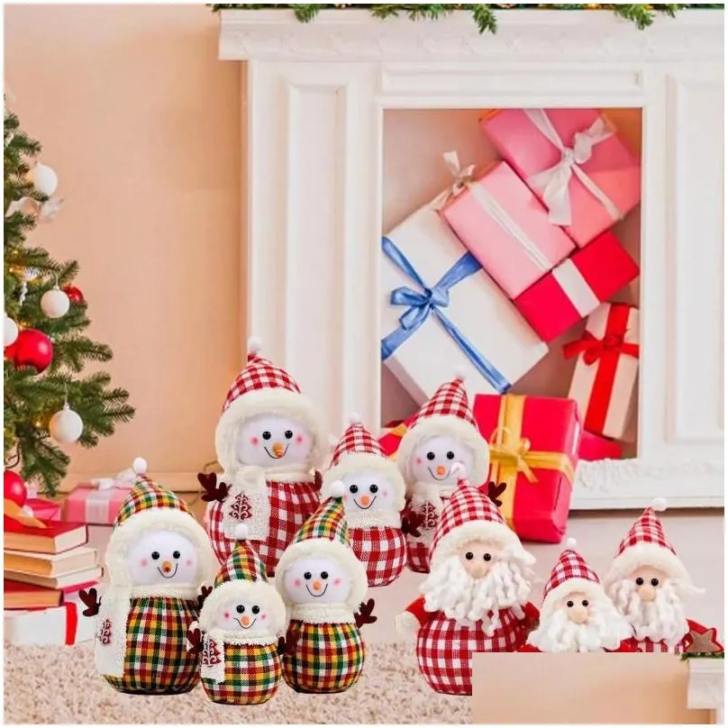 party decoration 3 pieces christmas plush dolls family ornaments adorable 8inch 10inch 11.8inch tall xmas gift for windowsill stylish