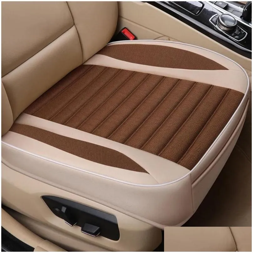 Car Seat Covers Car Seat Ers All Seasons Er Breathable Flax Front Protective Cushion Luxury Drivers Decorative Accessories Drop Delive Dhlcs