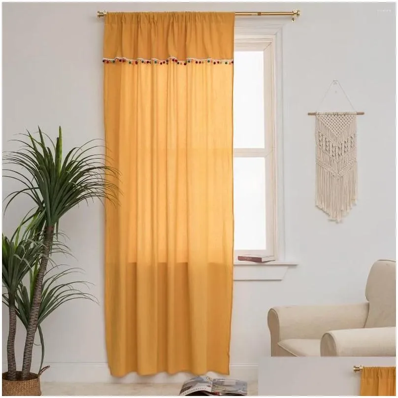 curtain cotton linen american solid plaid home window tassels blackout valance for the luxury bedroom curtains living room