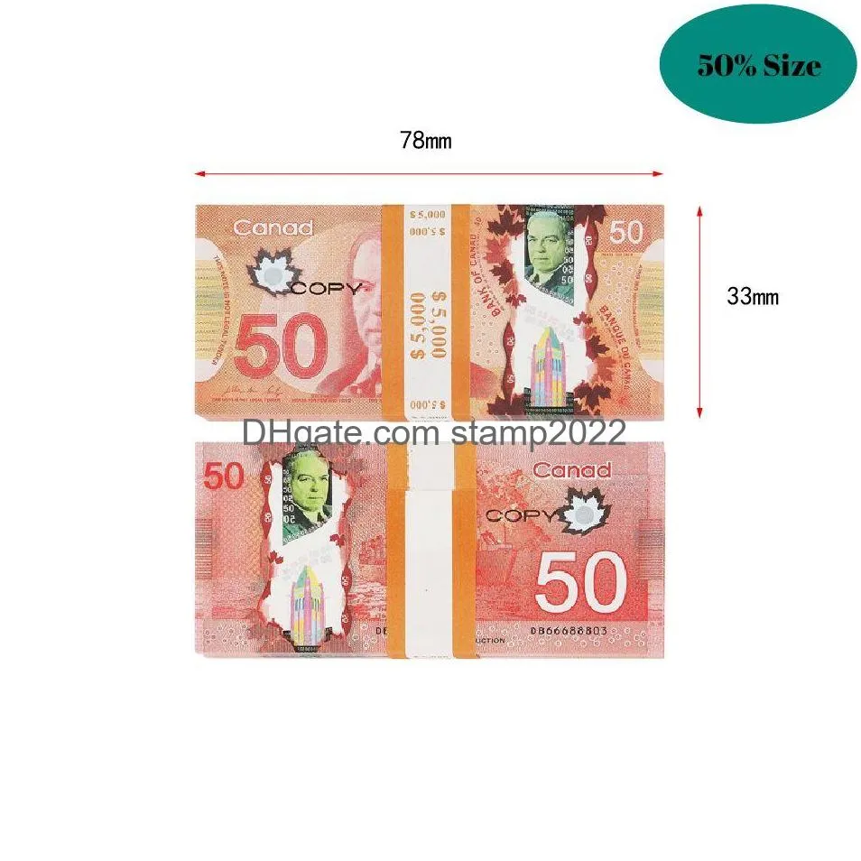 wholesale games money prop copy canadian dollar cad banknotes paper fake euros movie props