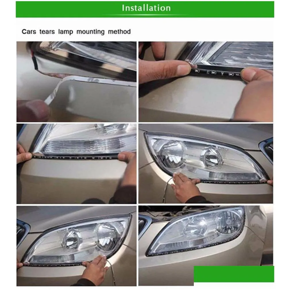 Decorative Lights Waterproof Car Decorative Flexible Led Strip High Power 12V 30Cm 15Smd Daytime Running Light Drl Drop Delivery Autom Dhsit
