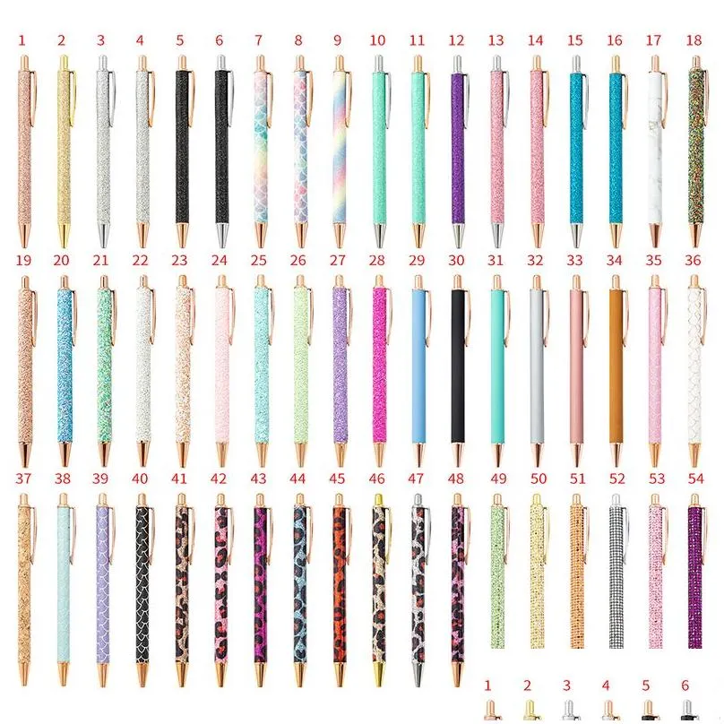 wholesale gold powder press pen office cartoon ballpoint pen diy metal ball pens school student supplies