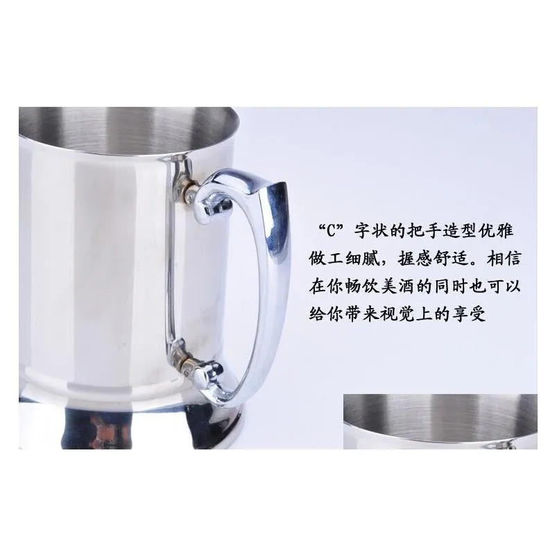 Mugs 16 Ounce Double Wall 18/8 Stainless Steel Tankard Beer Mug High Quality Mirror Finish Drop Delivery Home Garden Kitchen, Dining B Dhsht