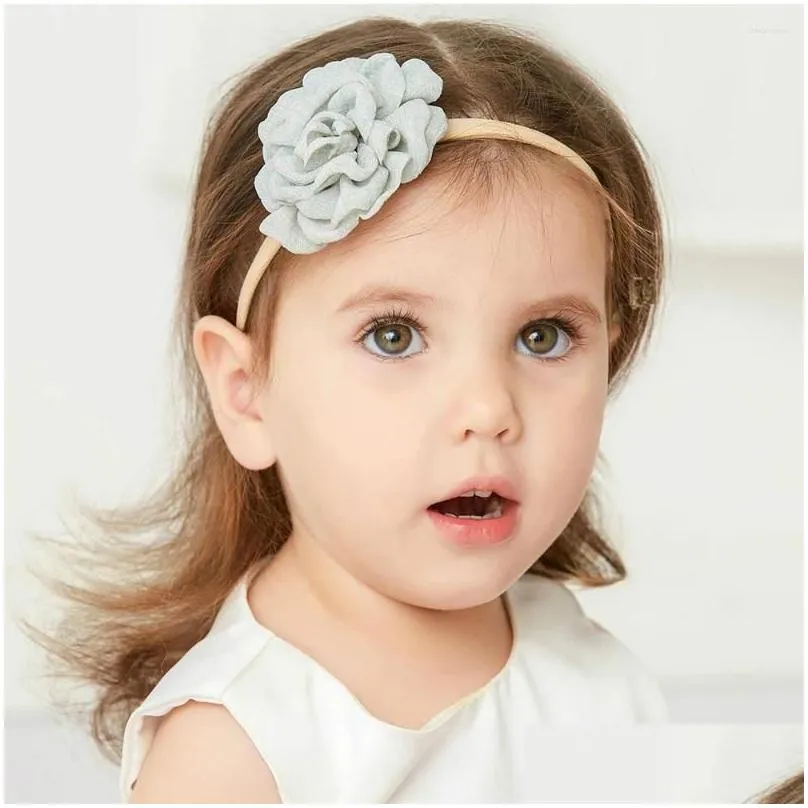 hair accessories baby girls lace flower nylon headband kids satin band born elastic turbans headwraps girl`s