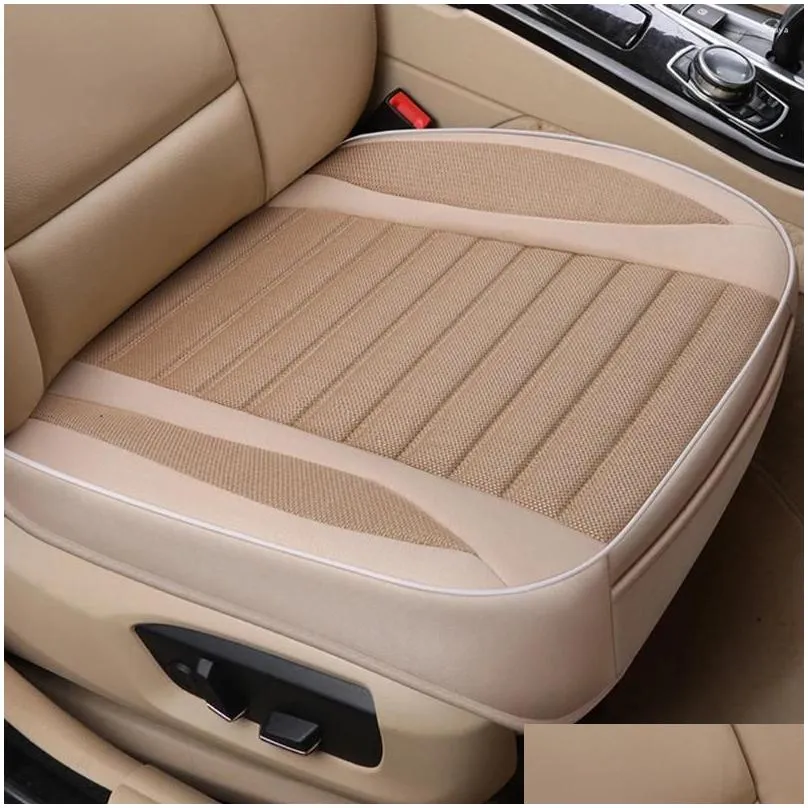 Car Seat Covers Car Seat Ers All Seasons Er Breathable Flax Front Protective Cushion Luxury Drivers Decorative Accessories Drop Delive Dhlcs