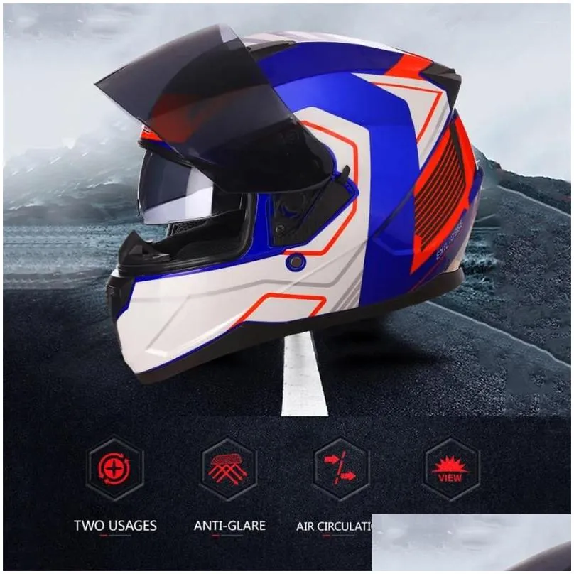 motorcycle helmets full face helmet dark lens motorbike open casco visors dirt bike s m l xl for man women dot ece approved