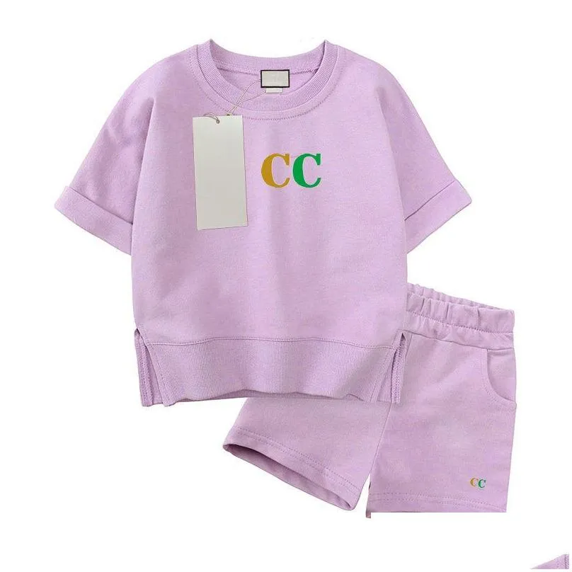 Clothing Sets 3 Styles Luxury Logo Clothing Sets Kids Clothes Suits Girl Boy Summer Infantis Baby Designer Chlidren Drop Delivery Baby Dhmpg