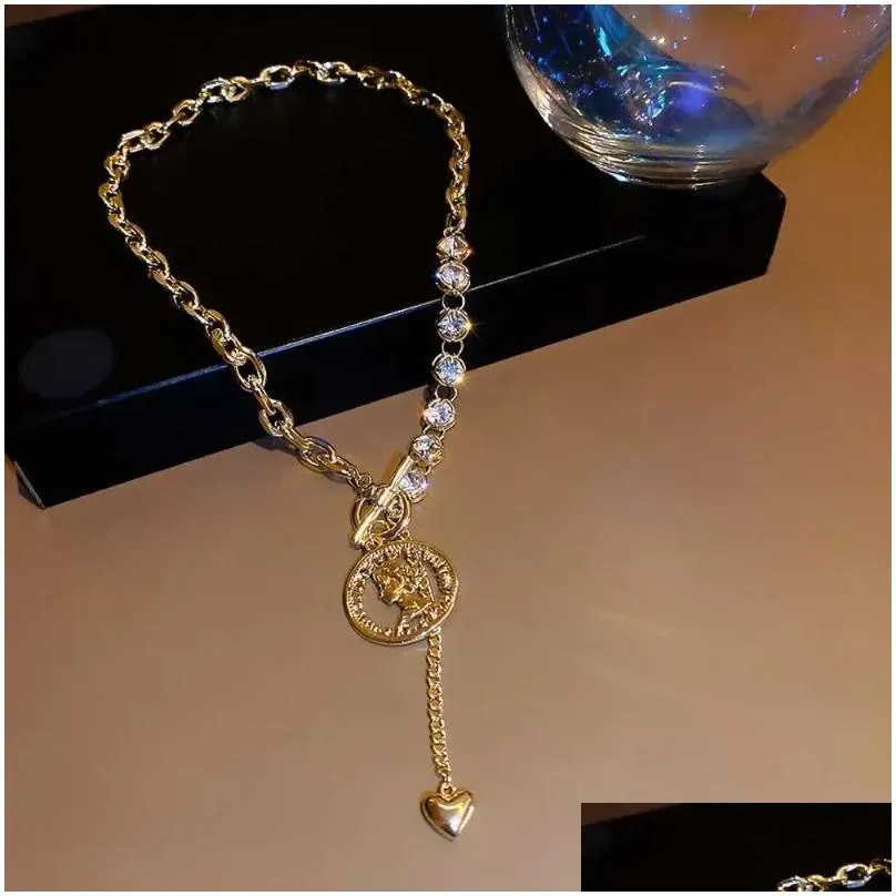 choker jewelry gold color leather weaving around the neck heart pendant clavicle chains women necklaces pu korean style