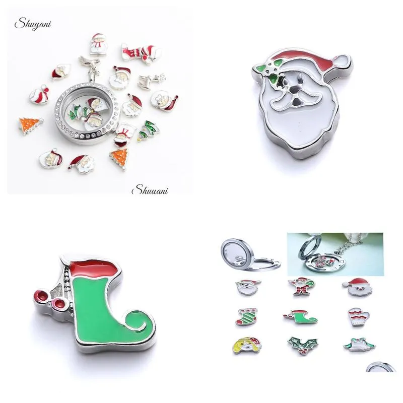 christmas diy glass locket pendant jewelry accessories memory locket bracelet floating charms 9 styles locket jewelry7679568