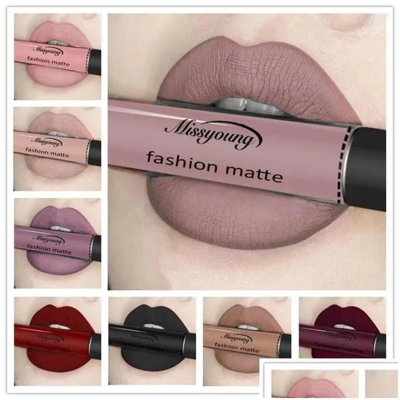 lip gloss lips makeup black red lipstick tube 18 colors velvet matte cosmetics tint waterproof glaze