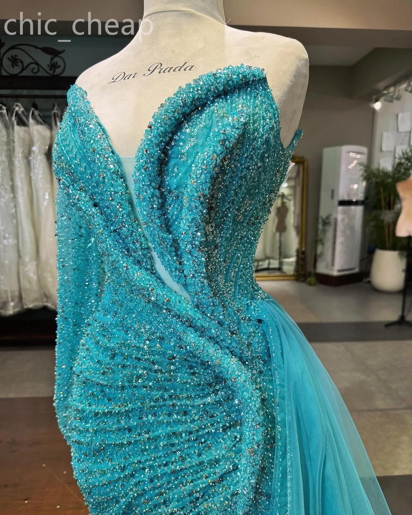 2024 Aso Ebi Blue Mermaid Prom Dress Sweetheart Sequined Lace Evening Formal Party Second Reception Birthday Engagement Gowns Dresses Robe De Soiree ZJ23