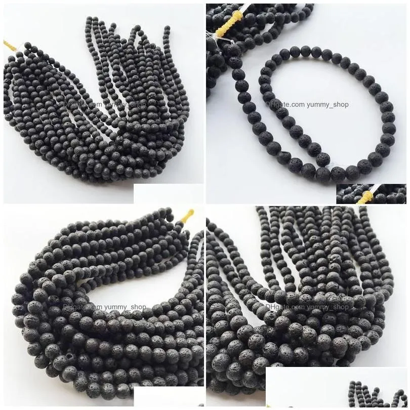 charms 8mm natural lava rock stone beads diy  oil diffuser pendants jewelry necklace earrings making drop delivery findings