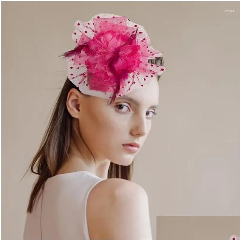 hair clips vintage headband pillbox hat tea fascinators exquisite rose for stage