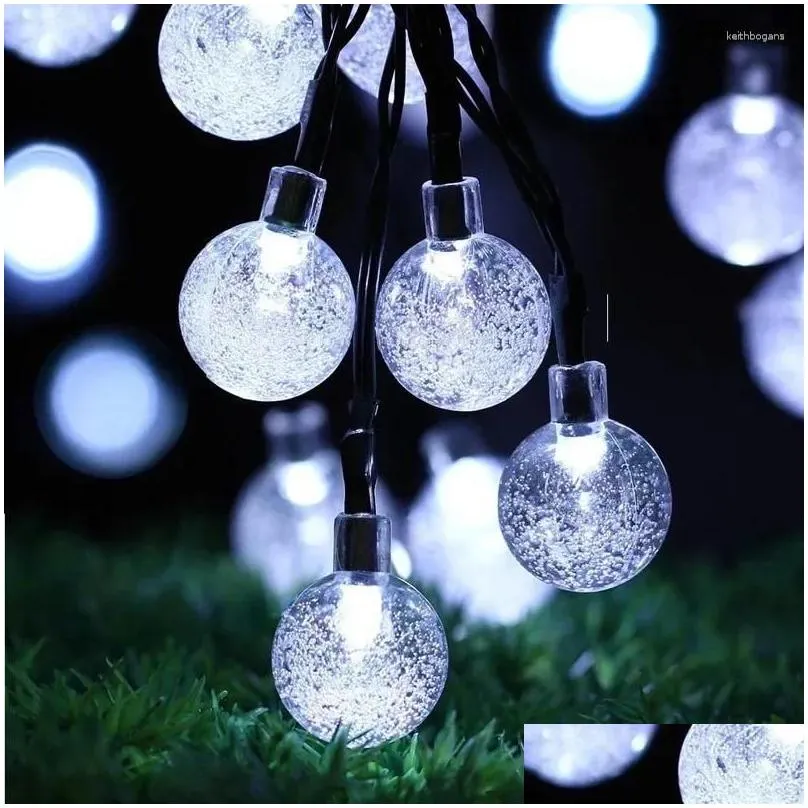 christmas decorations 6m solar powered led string light 30leds crystal globe bubble shaped lamp fairy lights waterproof wedding garden