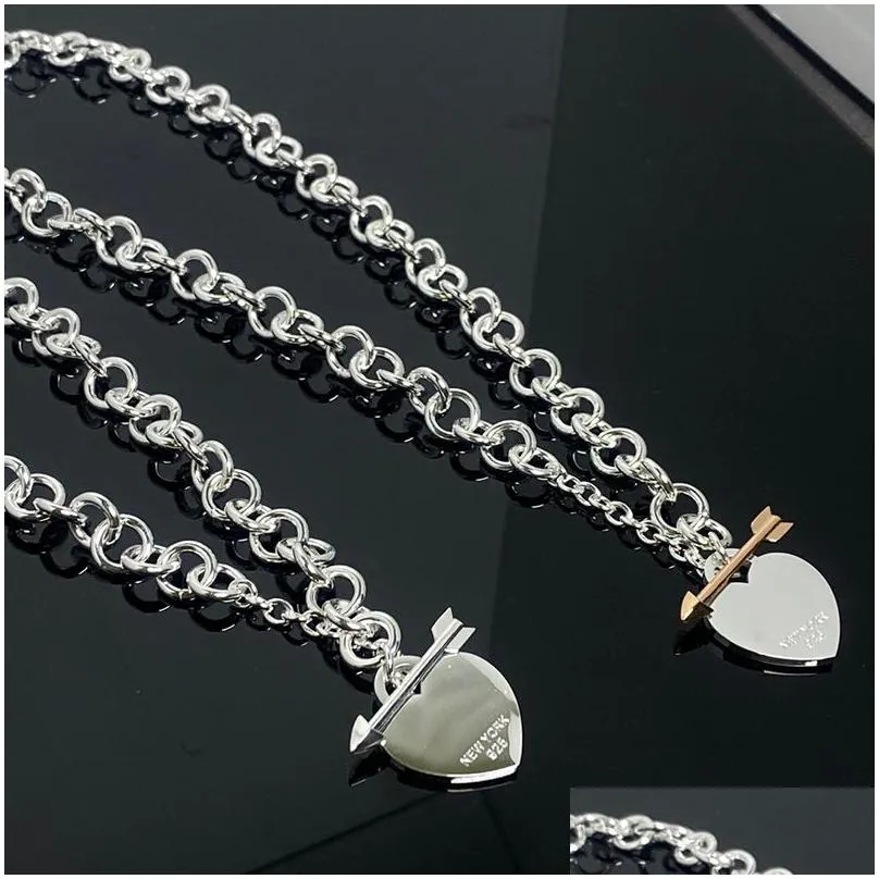 2023 t thick heart arrow series ti home necklace bracelet sets europe and america men women with collarbone chain couple necklaces