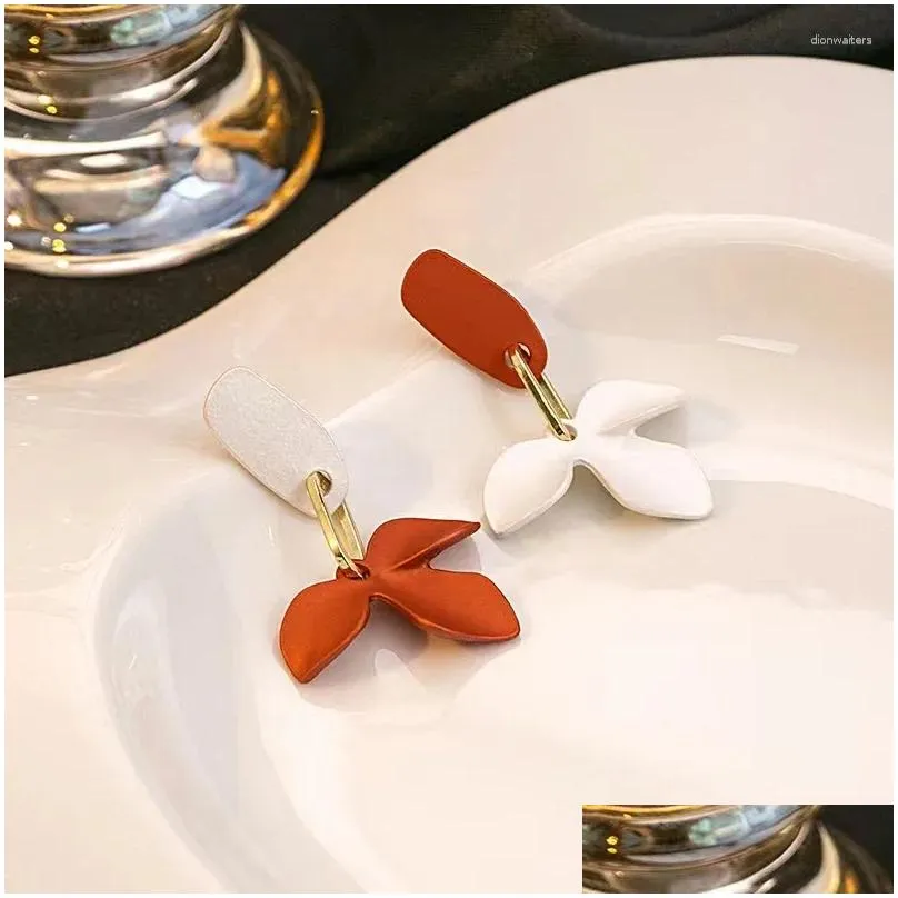 stud earrings retro metal flower big for women s925 silver needle contrast color exaggerated punk earring jewelry accessories