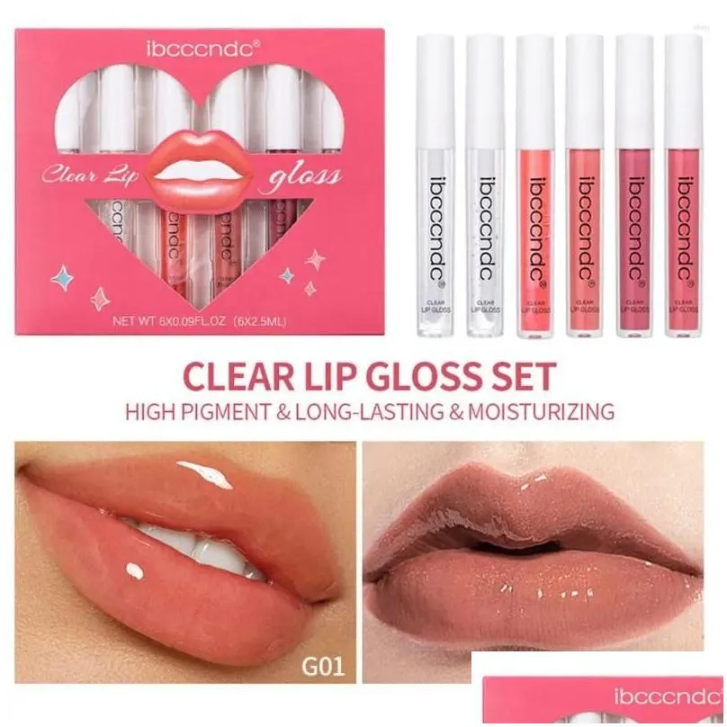 lip gloss lipstick set 6pcs transparent moisturizing and non staying cup mild irritating matte kit