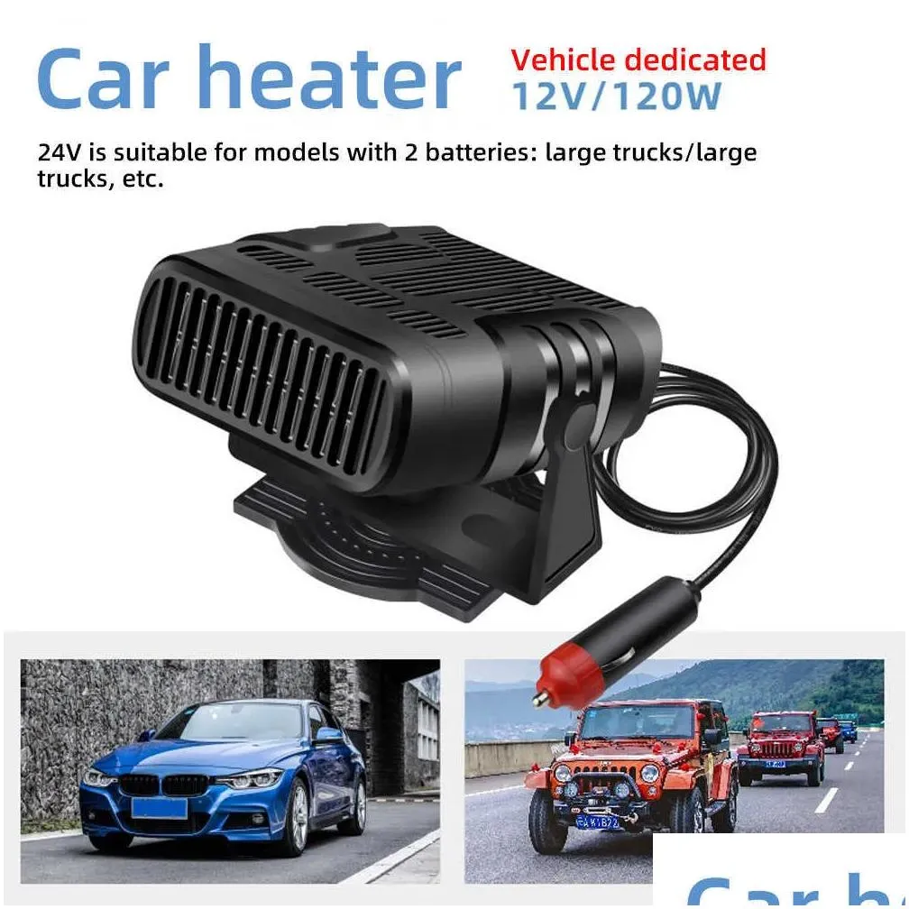 Car Other Auto Electronics New Heater Fan 12V 120W 24V 200W Windshield Anti-Fog Electric Heating Dryer Defogging Demister Defroster 2 Dhuab