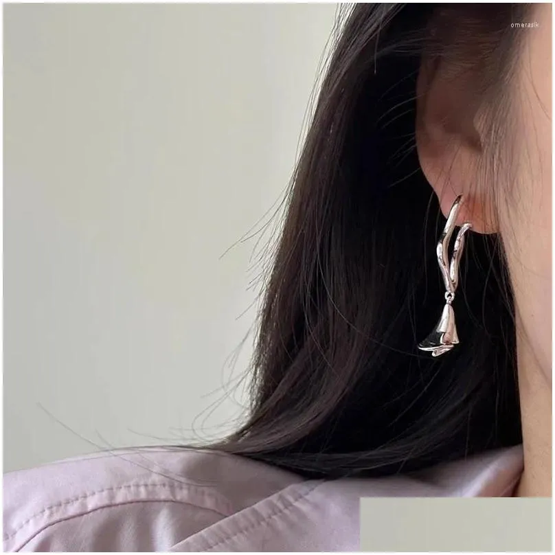dangle earrings trendy silver color drop hoop bell flowers irregular for women girl gift fashion jewelry dropship wholesale