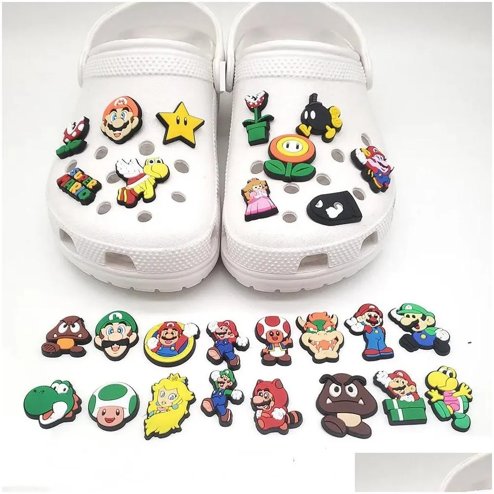 anime charms wholesale childhood memories classic games mushroom funny gift cartoon charms shoe accessories pvc decoration buckle soft