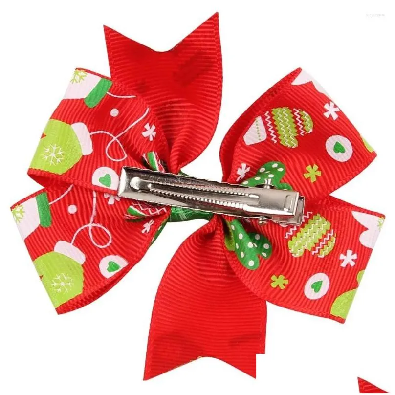 hair accessories 1pcs 8cm christmas bow grosgrain ribbon clip head wear 046