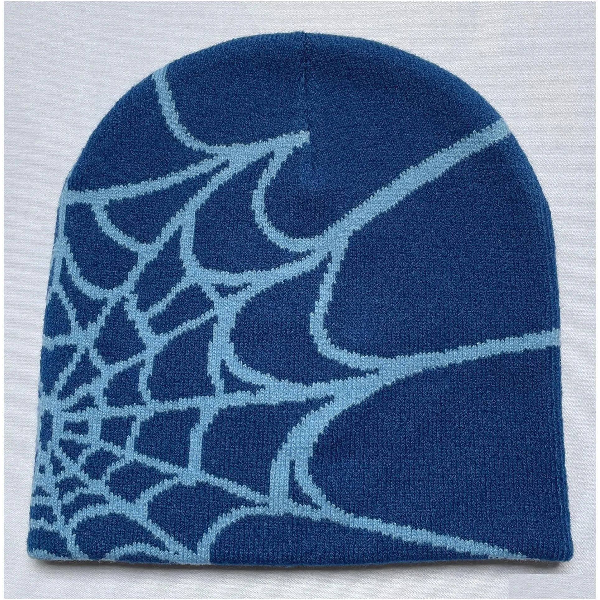 Beanie/Skull Caps Fashion Beanies Y2K Gothic Spider Web Pattern Wool Acrylic Knitted Hat Women Beanie Winter Warm Men Casual Skl Caps Dhd9R