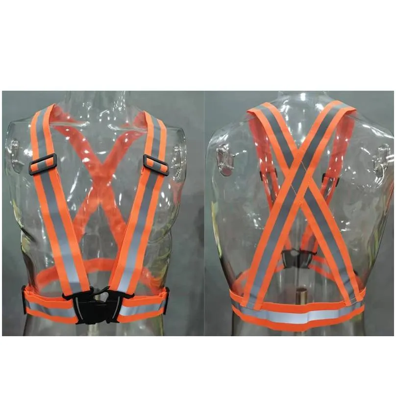 wholesale safety gear reflective vest clothing high visibility day and night adjustable elastic strip vest jacket 12 colors