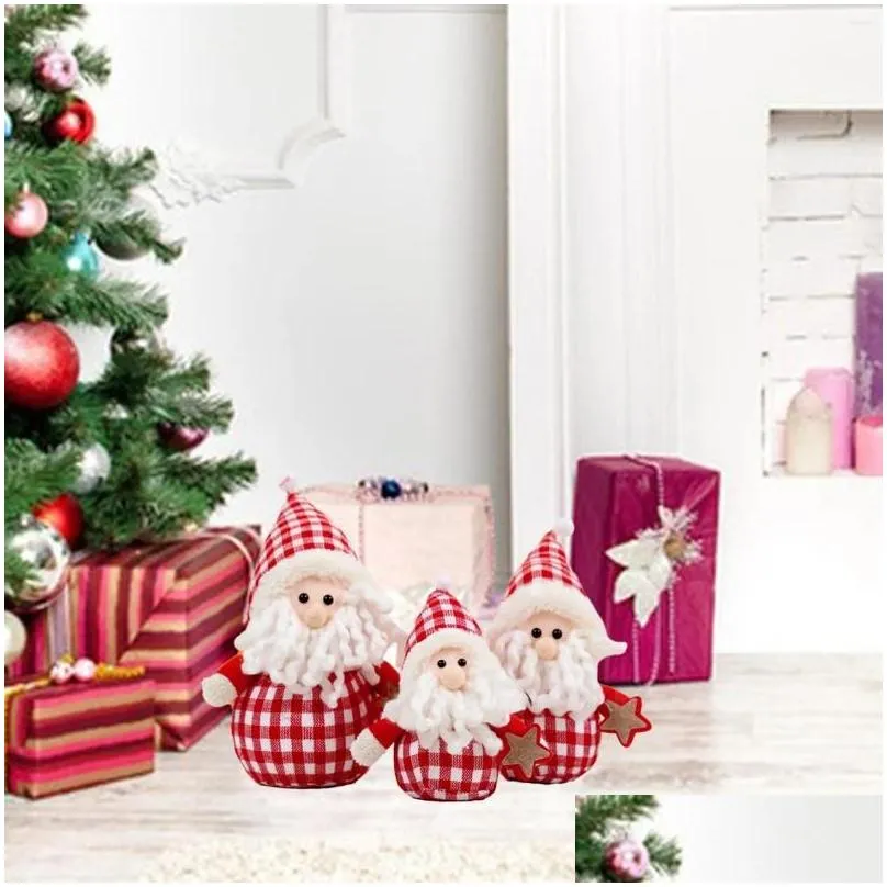 party decoration 3 pieces christmas plush dolls family ornaments adorable 8inch 10inch 11.8inch tall xmas gift for windowsill stylish