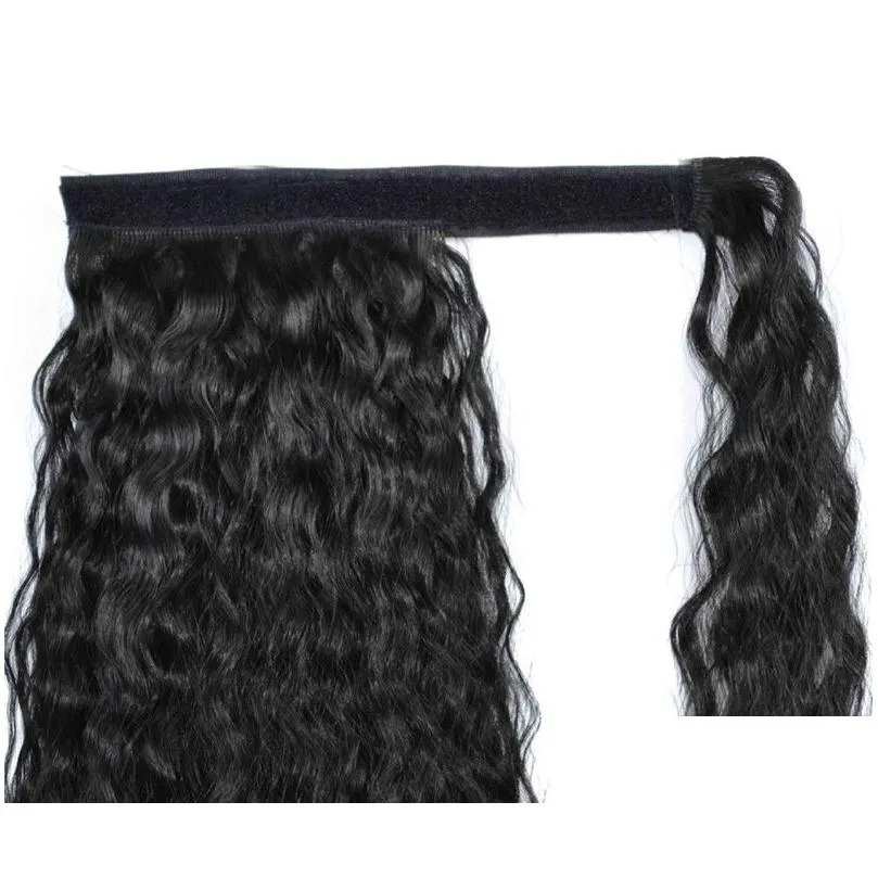 Ponytails Long Corn Curly Ponytail Synthetic Hair Pieces Ribbon Dstring Wavy Clip On Pony Tail Extensions Drop Delivery Hair Products Dhgvh