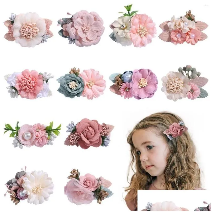 hair accessories beautiful flower chiffon clips pins cute for baby girls hairpins toddlers kids