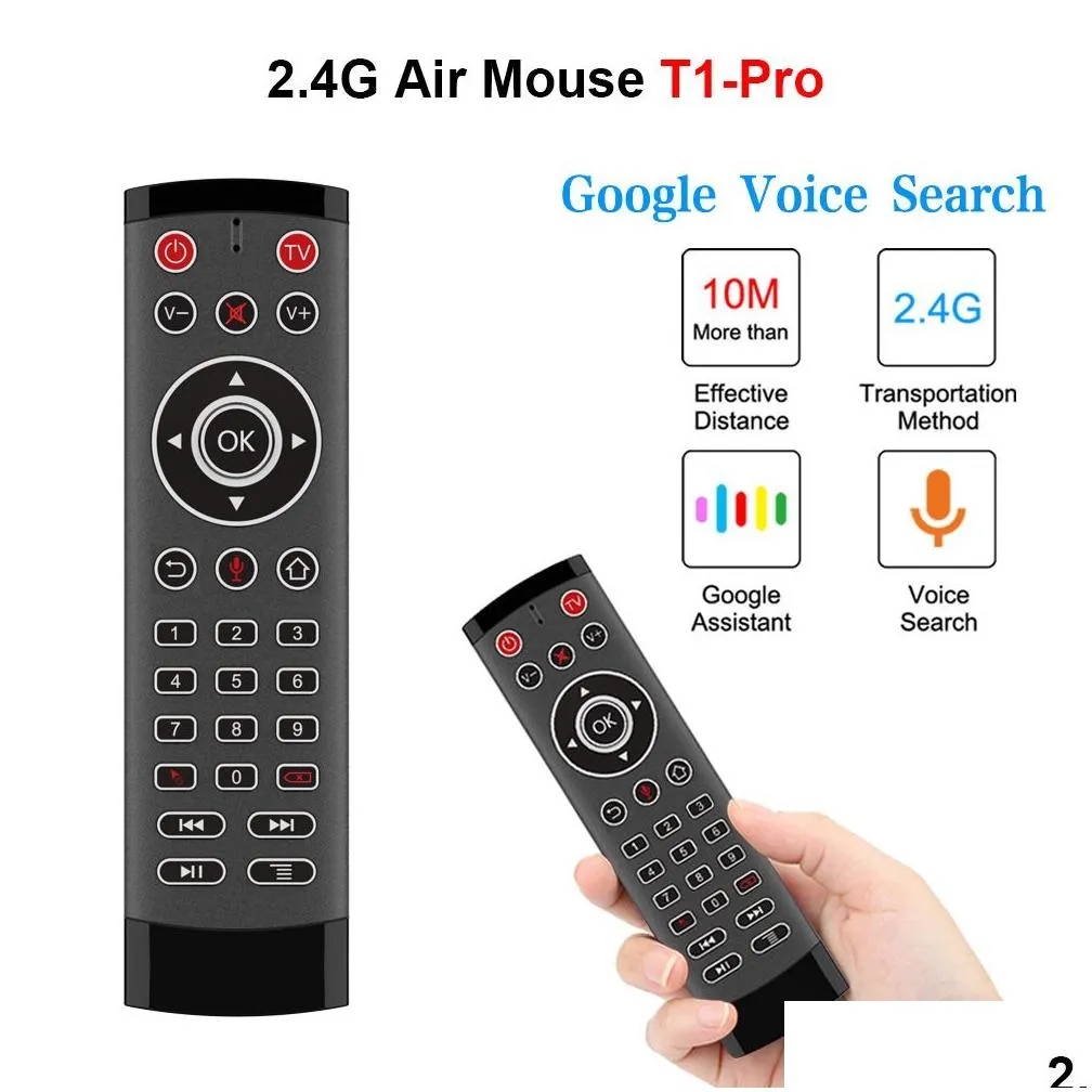 new t1 pro voice remote control 2.4ghz wireless air mouse t1pro gyro for android tv box