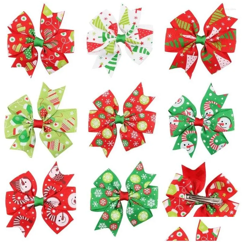 hair accessories 1pcs 8cm christmas bow grosgrain ribbon clip head wear 046