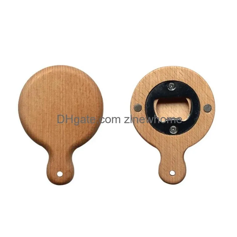 creative bamboo wooden bottle opener with handle fridge magnet home decoration corkscrew custom logo