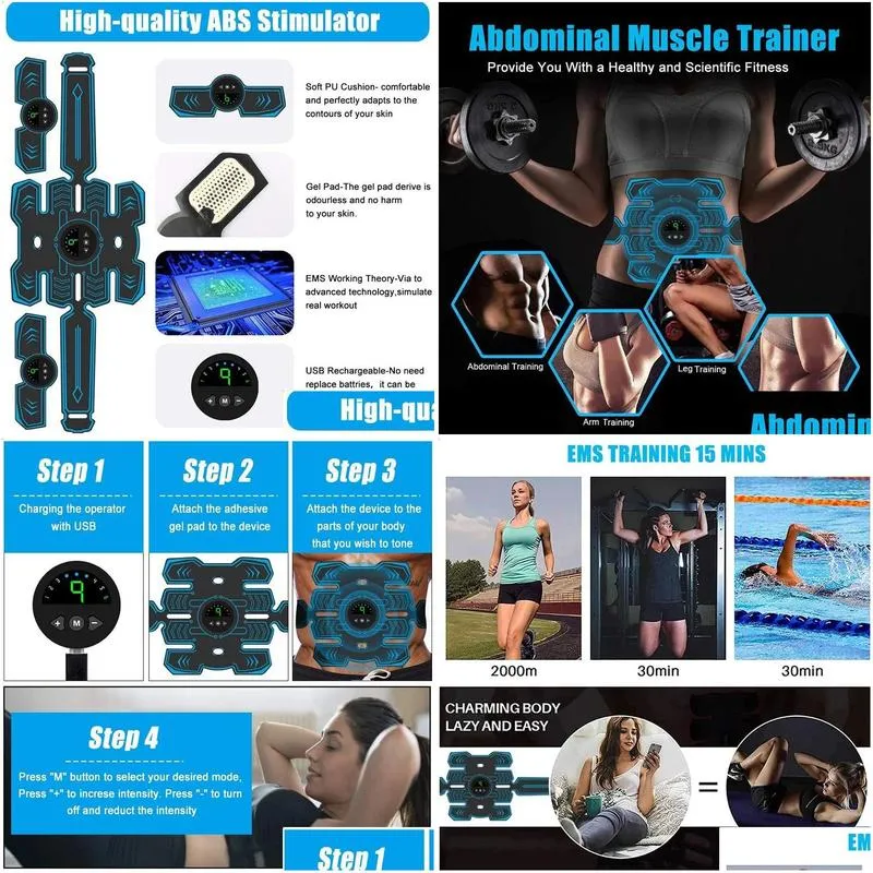 ems wireless muscle stimulator trainer abdominal training belt electric weight loss stickers body slimming home fitness equiment