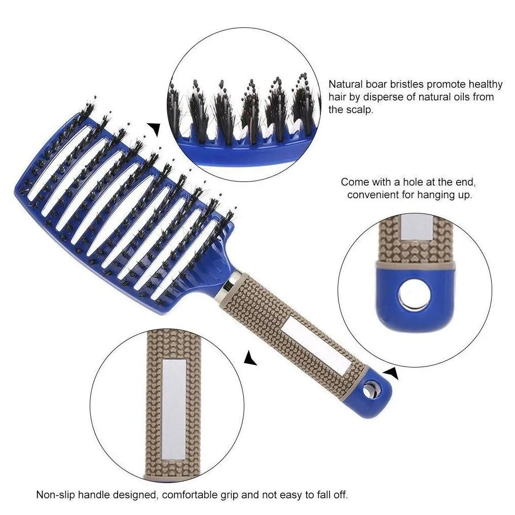 hair brushes curved boar bristle brush mas comb detangling portable usef hairbrush for women straight curly styling smooth drop deli