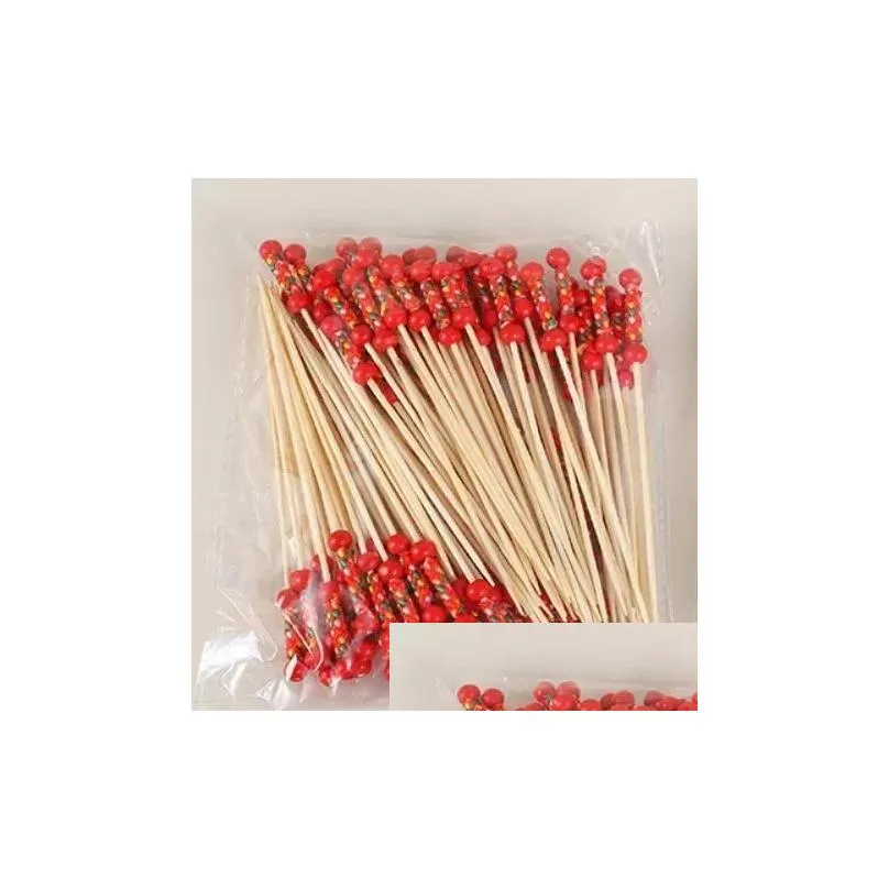 forks 100pcs 12cm disposable bamboo picks fruit cocktail handmade toothpicks picnic party supplies decoration fork bento