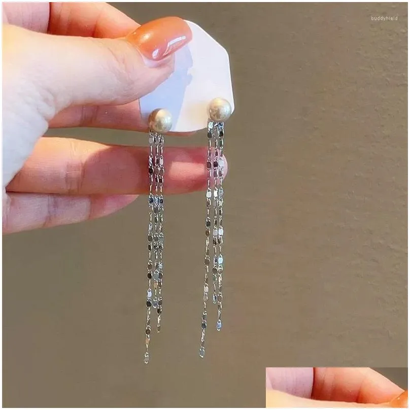 dangle earrings temperament long for women personality simple charming pearl tassel earings jewelry wholesale