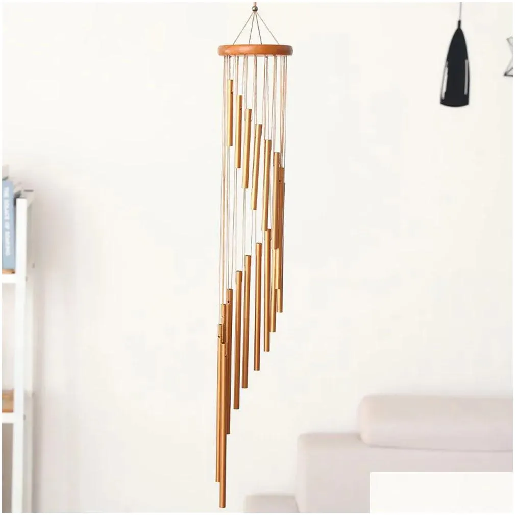 Decorative Objects & Figurines Musical Wind Chime Pipe 12 Tubes Chimes Gold/Sier Bells Decor For Living Bedroom Dining Coffee Shop Dro Dh60X