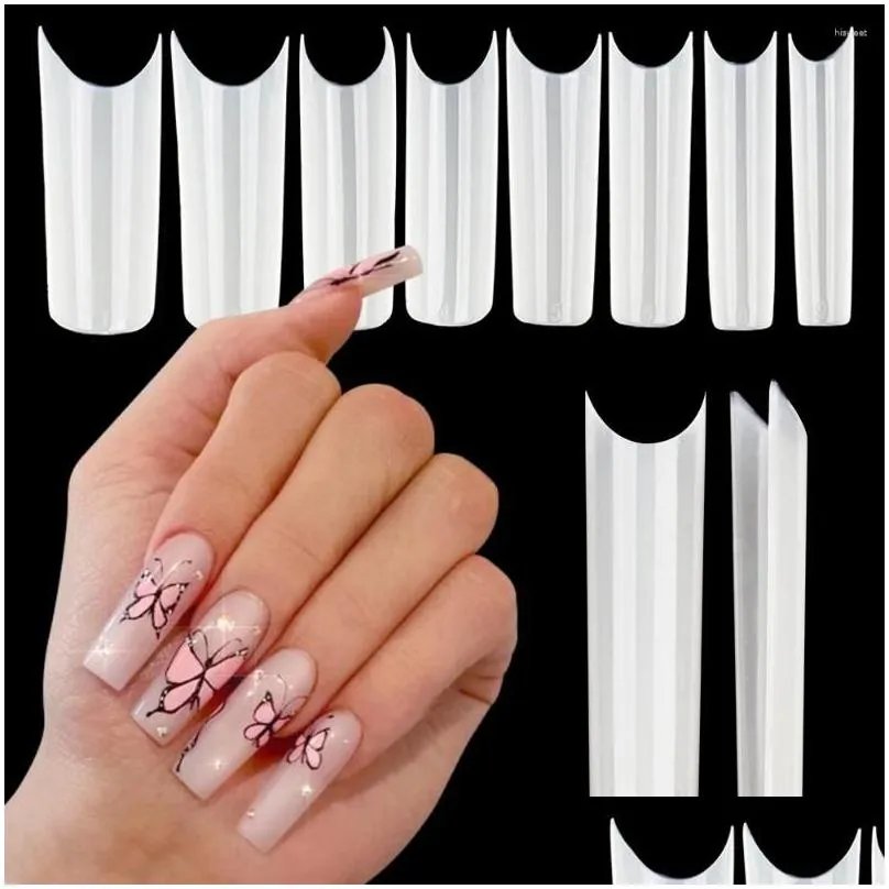 false nails 500/600pcs acrylic press on art tips full cover clear coffin gel extension system fake nail manicure tool