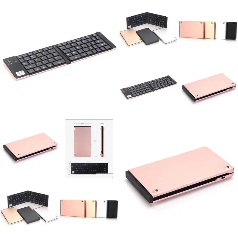 f66 folding mini bluetooth keyboard metal wireless key android phone tablet smart office preferred for notebook laptop  desktop tv