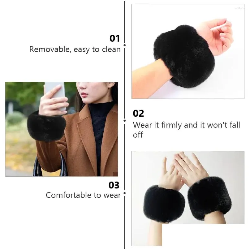 knee pads 1 pair women winter furry wrist warmers fur cuffs elegance wristband glove