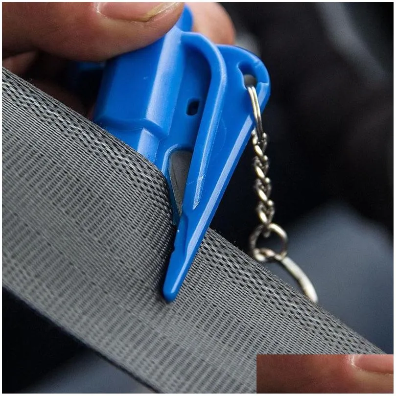 Keychains & Lanyards Life Saving Hammer Key Chain Rings Portable Self Defense Emergency Rescue Car Accessories Seat Belt Window Break Dhz0S