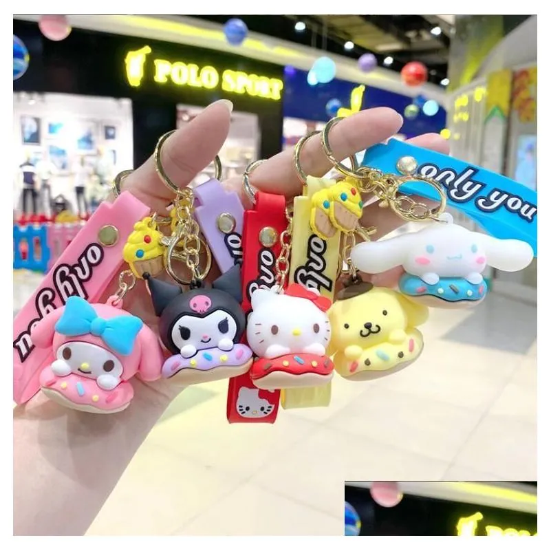 Other Cartoon Accessories Key Chain Backpack Ornament Accessories Ring Gifts Cartoon Kuromi With  Sil Pendant Jewelry Drop Del Dhqcp