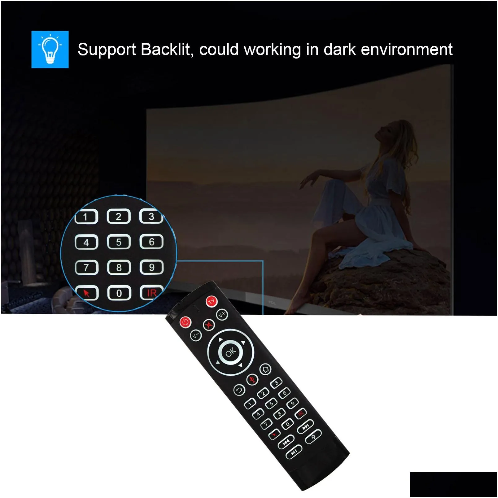 new t1 pro voice remote control 2.4ghz wireless air mouse t1pro gyro for android tv box